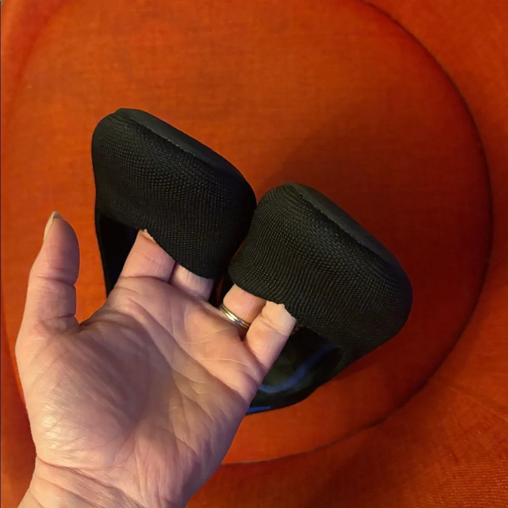 Rothy's Black Ballet Flats with Blue Trim - Picture 4 of 5